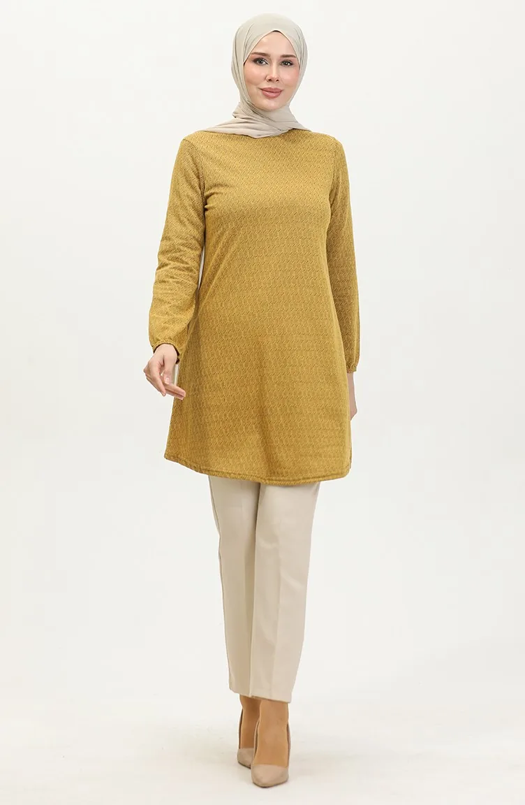 Patterned Jacquard Tunic 8723-01 Saffron Color 8723-01