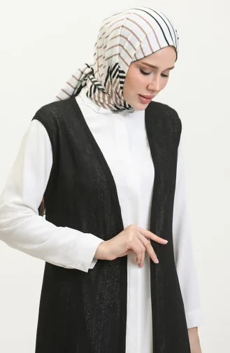 Schlichte Fließende Lange Weste 8726-01 Schwarz 8726-01