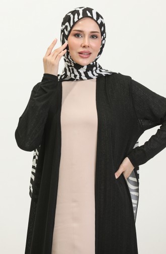 Plain Flowy Long Cardigan 8727-01 Black 8727-01