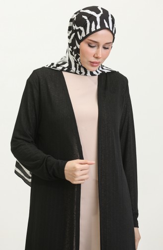 Plain Flowy Long Cardigan 8727-01 Black 8727-01