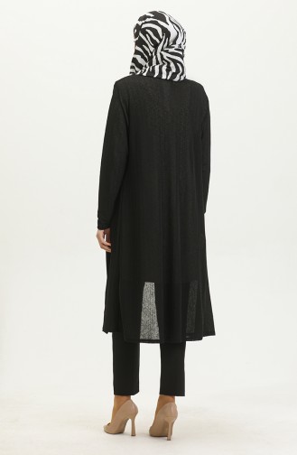 Plain Flowy Long Cardigan 8727-01 Black 8727-01