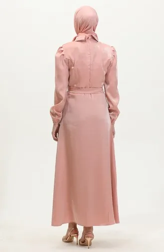 فستان كتان لامع 81857-05 سلموني  81857-05