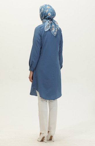 Magnificent Collar Buttoned Tunic 6112-06 Light Navy Blue 6112-06