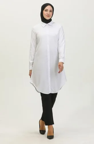 Viscose Buttoned Tunic 6110-04 White 6110-04