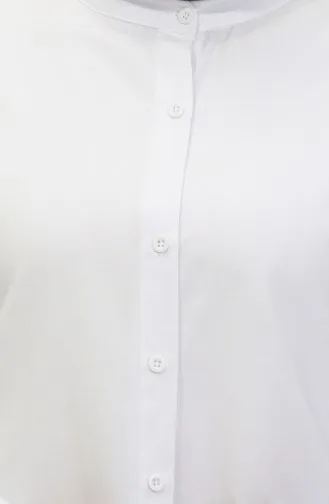 Prächtige Tunika Mit Kragen Und Knöpfen 6112-02 Weiß 6112-02