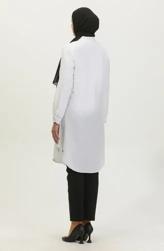 Prächtige Tunika Mit Kragen Und Knöpfen 6112-02 Weiß 6112-02