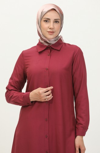 Viscose Buttoned Tunic 6110-03 Claret Red 6110-03