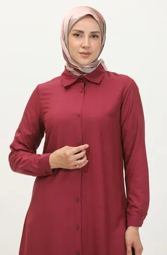Viscose Buttoned Tunic 6110-03 Claret Red 6110-03