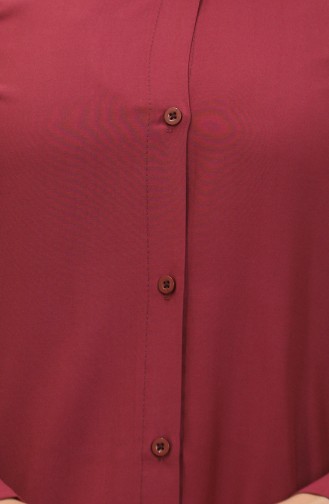 Viscose Buttoned Tunic 6110-03 Claret Red 6110-03