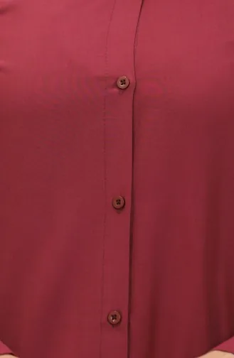 Viscose Buttoned Tunic 6110-03 Claret Red 6110-03