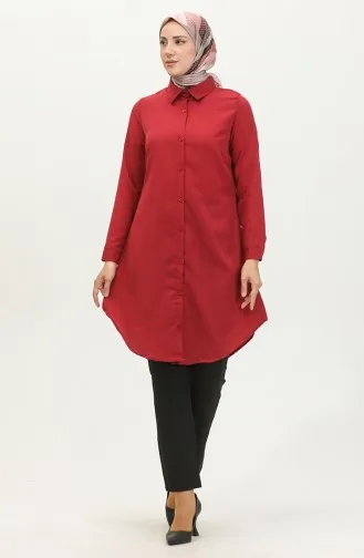 Düğmeli Tunik 6122-08 Bordo