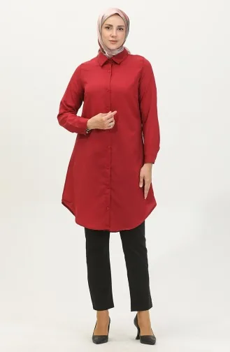 Düğmeli Tunik 6122-08 Bordo