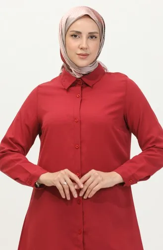 Düğmeli Tunik 6122-08 Bordo