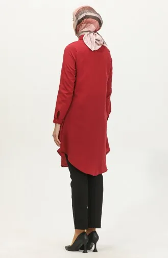 Düğmeli Tunik 6122-08 Bordo