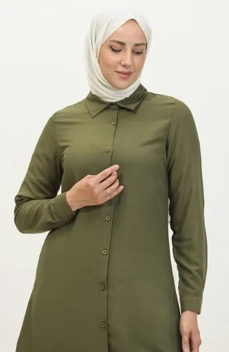 تونيك فيسكوز بأزرار 6110-07 أخضر عسكري 6110-07