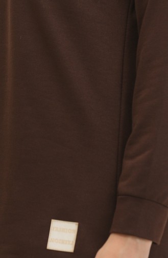 Slit Detailed Sports Tunic 0412-03 Brown 0412-03
