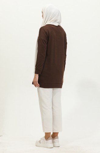 Slit Detailed Sports Tunic 0412-03 Brown 0412-03