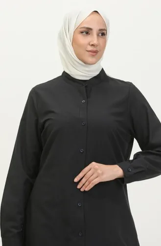 Magnificent Collar Buttoned Tunic 6112-01 Dark Navy Blue 6112-01