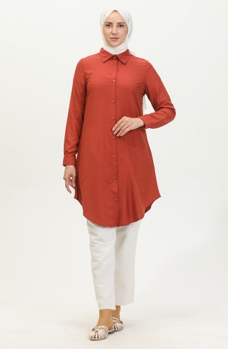 Viscose Tuniek Met Knopen 6110-10 Donker Uienleer 6110-10