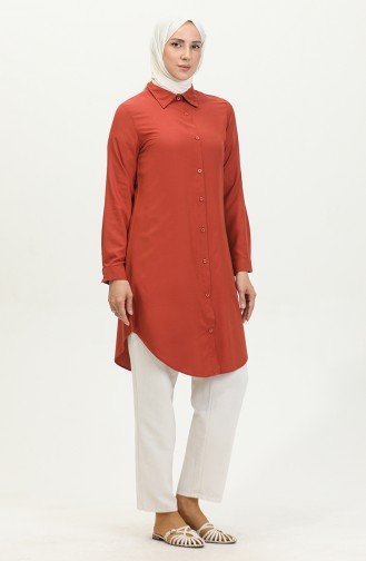 Viscose Tuniek Met Knopen 6110-10 Donker Uienleer 6110-10
