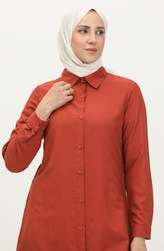 Viscose Tuniek Met Knopen 6110-10 Donker Uienleer 6110-10