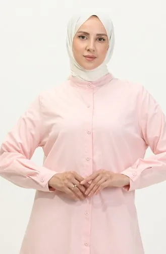 Hakim Yaka Düğmeli Tunik 6112-03 Pudra