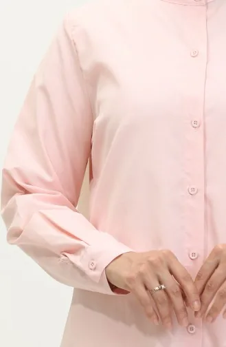 Hakim Yaka Düğmeli Tunik 6112-03 Pudra