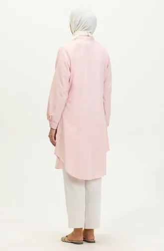 Hakim Yaka Düğmeli Tunik 6112-03 Pudra