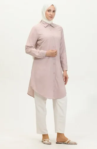 Düğmeli Tunik 6122-04 Pudra