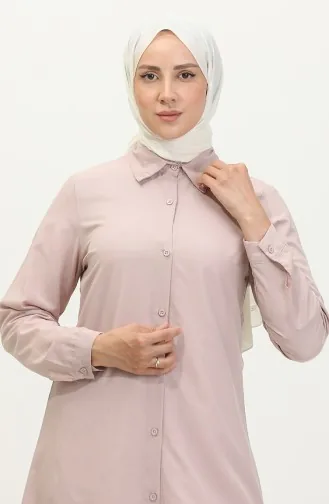Düğmeli Tunik 6122-04 Pudra
