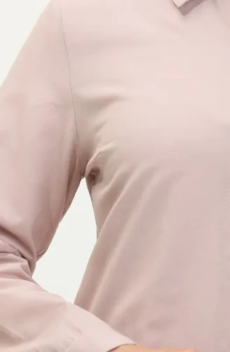 Düğmeli Tunik 6122-04 Pudra