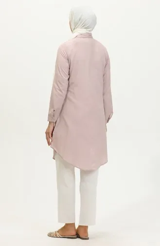 Düğmeli Tunik 6122-04 Pudra