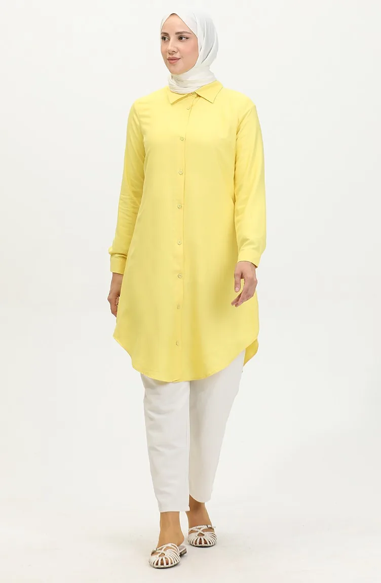 Viscose Tuniek Met Knoop 6110-06 Geel 6110-06