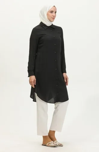 Viscose Tuniek Met Knopen 6110-01 Zwart 6110-01