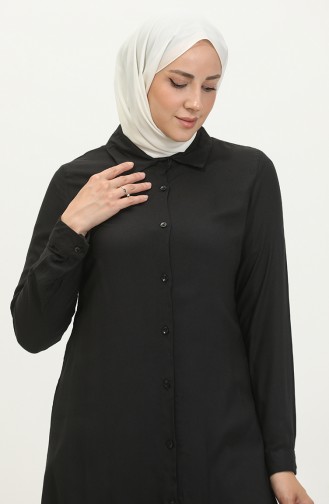 تونيك فيسكوز بأزرار  6110-01 أسود 6110-01