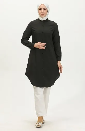 Hakim Yaka Düğmeli Tunik 6112-10 Siyah