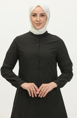 Hakim Yaka Düğmeli Tunik 6112-10 Siyah