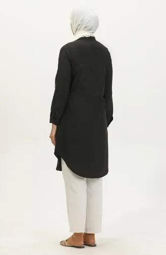 Hakim Yaka Düğmeli Tunik 6112-10 Siyah