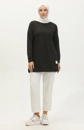 تونيك رياضي بتصميم شق 0412-04 أسود 0412-04