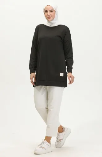 تونيك رياضي بتصميم شق 0412-04 أسود 0412-04