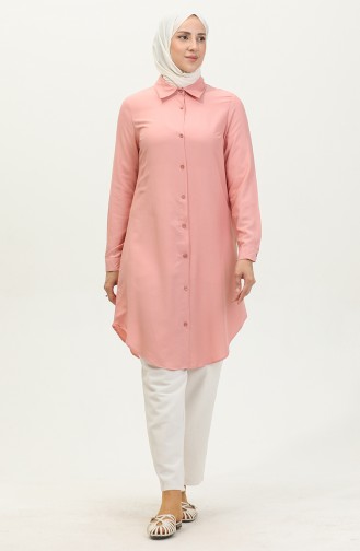 Viskon Düğmeli Tunik 6110-12 Somon