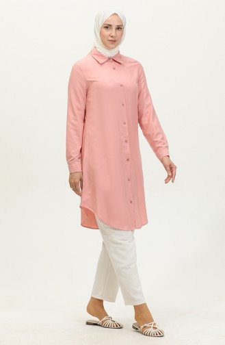 Viskon Düğmeli Tunik 6110-12 Somon