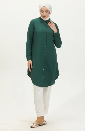 Viscose Buttoned Tunic 6110-05 Emerald Green 6110-05