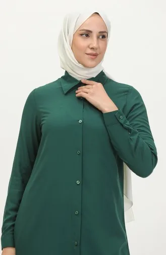 Viscose Buttoned Tunic 6110-05 Emerald Green 6110-05
