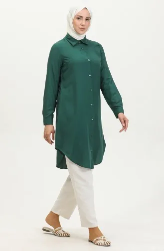 Viscose Buttoned Tunic 6110-05 Emerald Green 6110-05