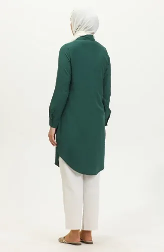 Viscose Buttoned Tunic 6110-05 Emerald Green 6110-05