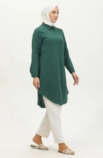Buttoned Tunic 6122-01 Emerald Green 6122-01