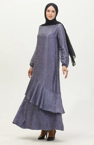 Volant-detailliertes Jacquard-Kleid 81866-01 Grau 81866-01