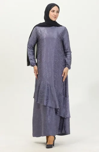 Volant-detailliertes Jacquard-Kleid 81866-01 Grau 81866-01