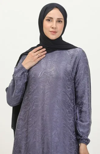 Volant-detailliertes Jacquard-Kleid 81866-01 Grau 81866-01